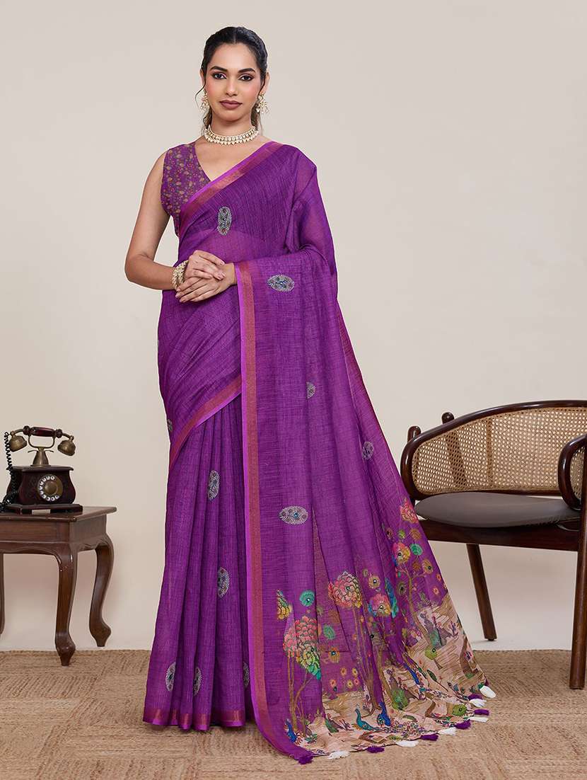 women printed casual wear saree with blouse