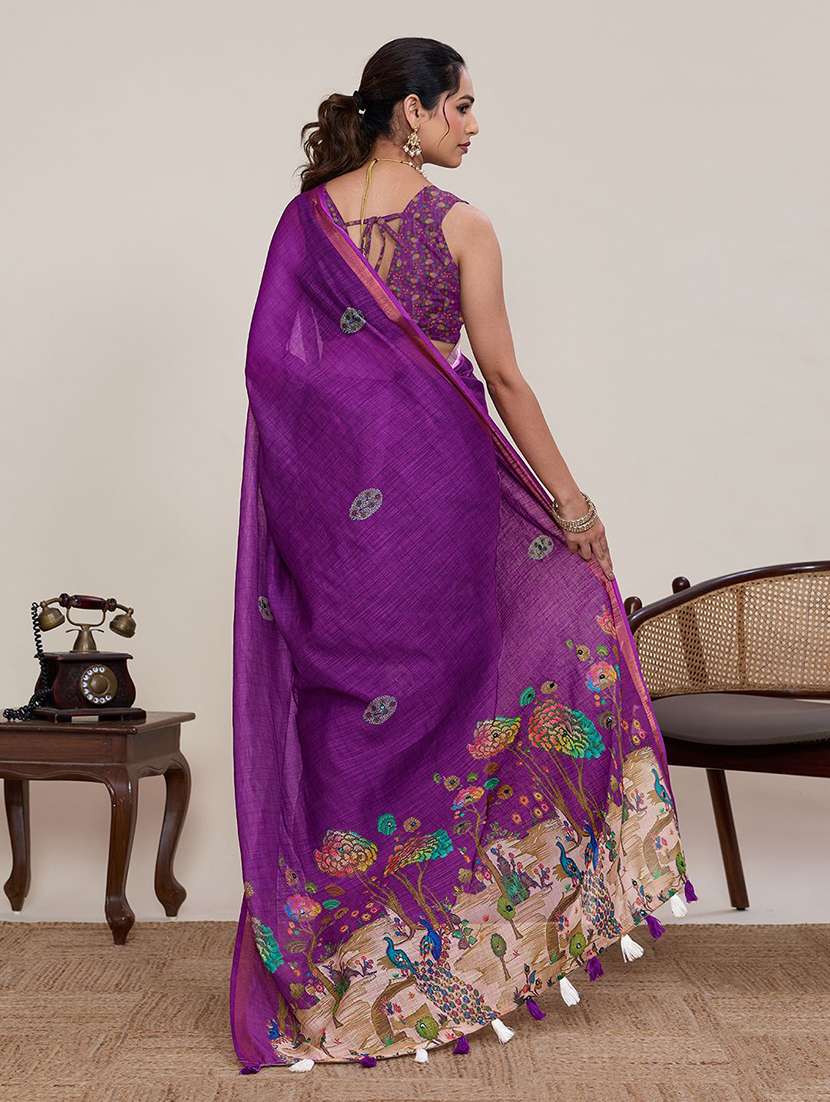 women printed casual wear saree with blouse - 22565634 -  Standard Image - 3