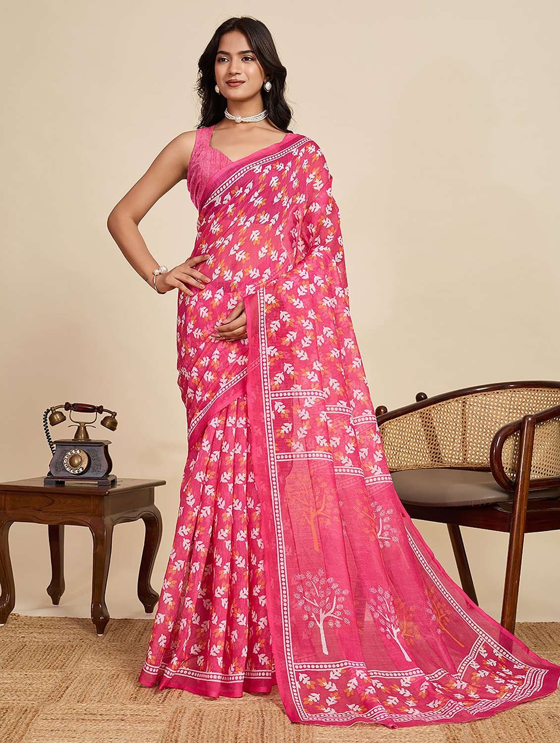 women printed casual wear saree