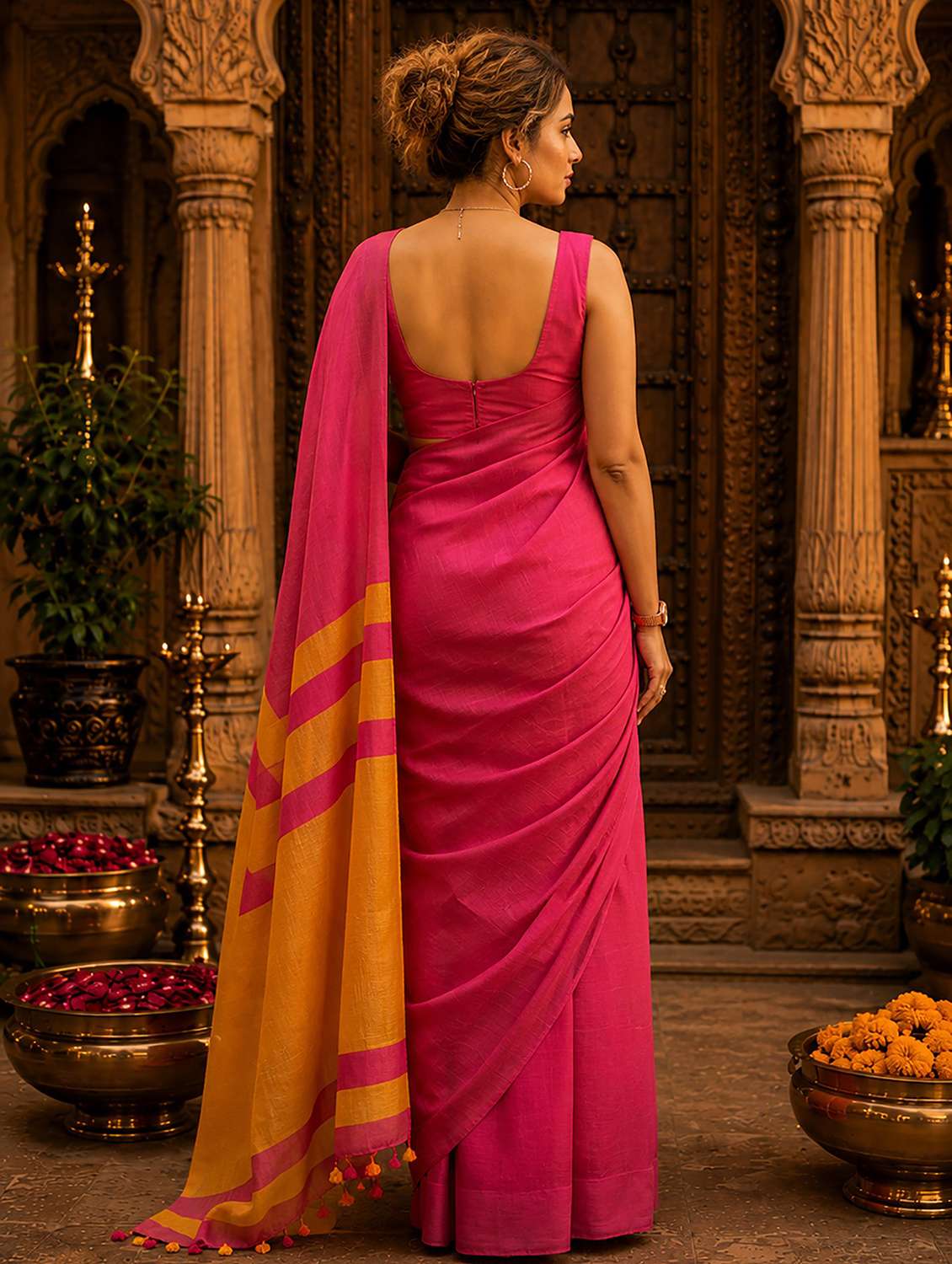 women self design handloom saree with blouse - 22565659 -  Standard Image - 3