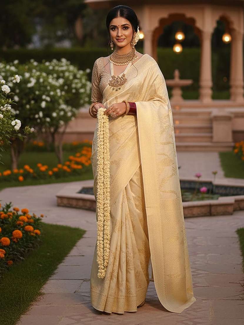 women self design banarasi saree with blouse
