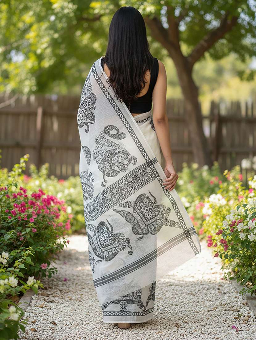 women printed handloom saree with blouse - 22565700 -  Standard Image - 3