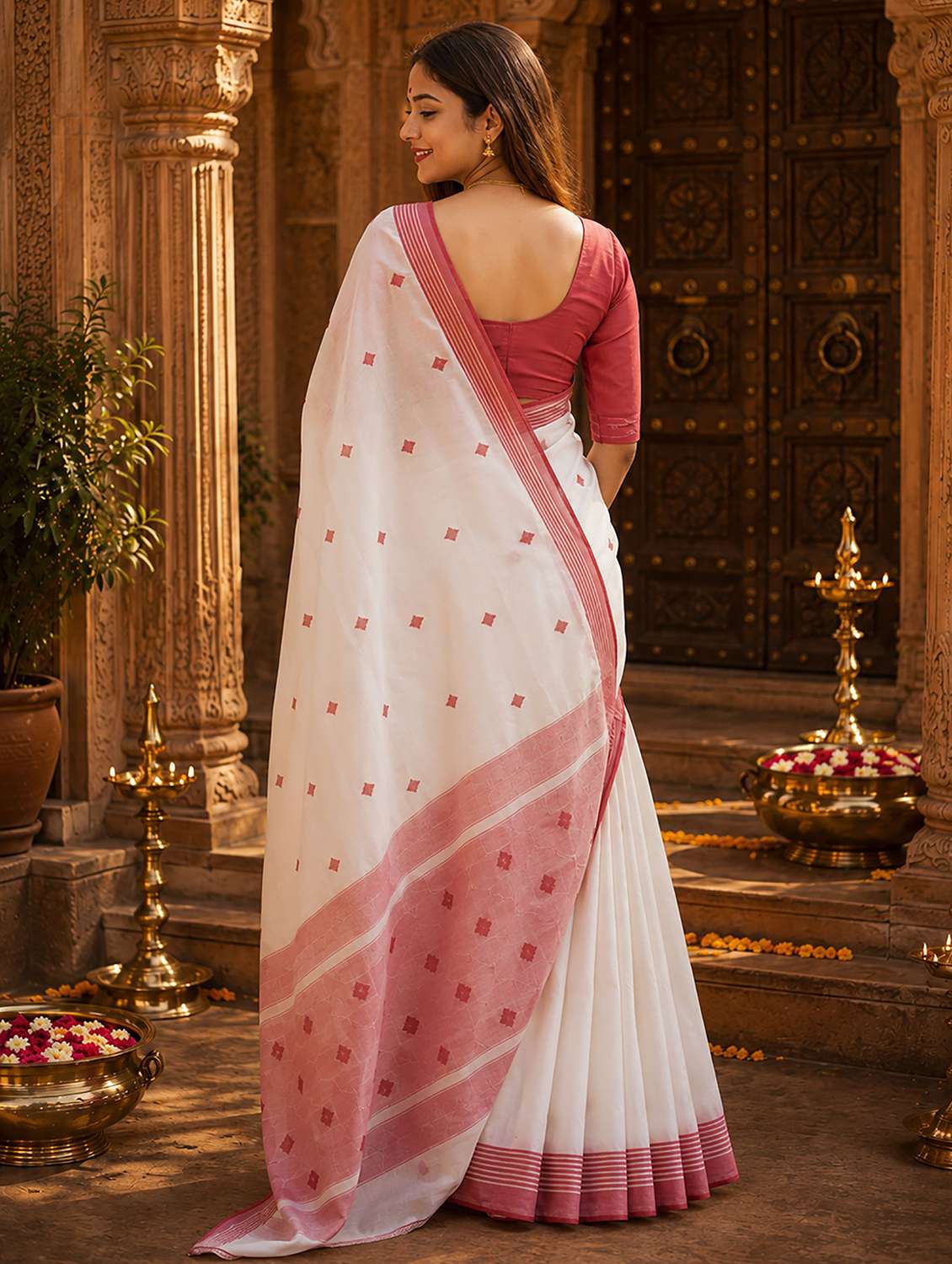 women self design handloom saree with blouse - 22565711 -  Standard Image - 3
