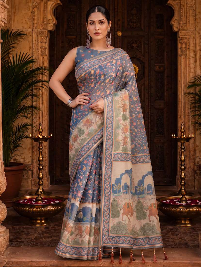 women printed casual wear saree