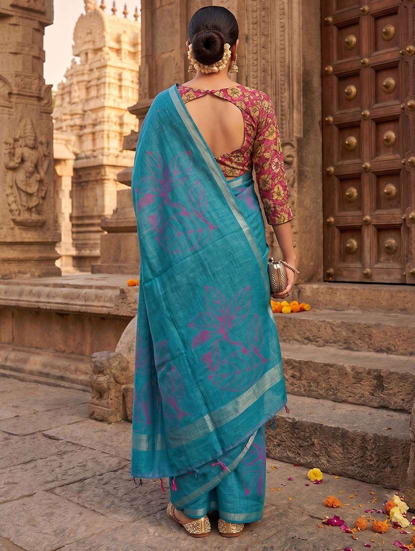 women printed casual wear saree with blouse - 22565749 -  Standard Image - 3