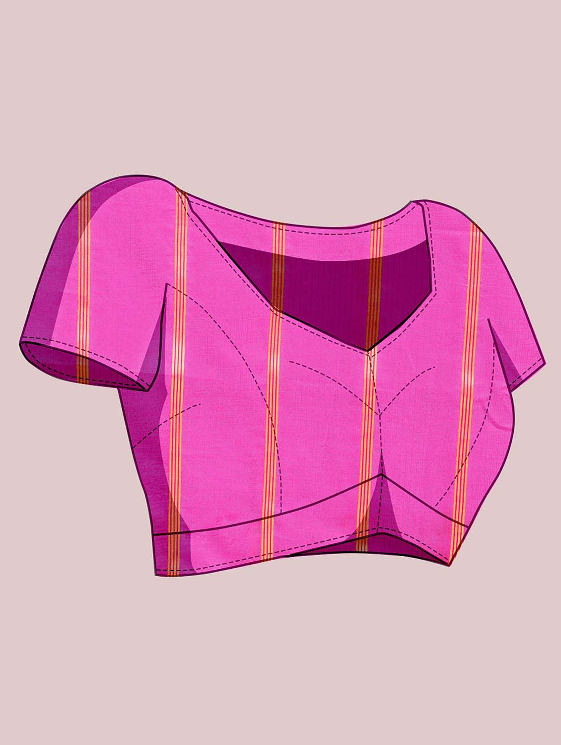 women checkered bordered saree with blouse - 22565840 -  Standard Image - 5