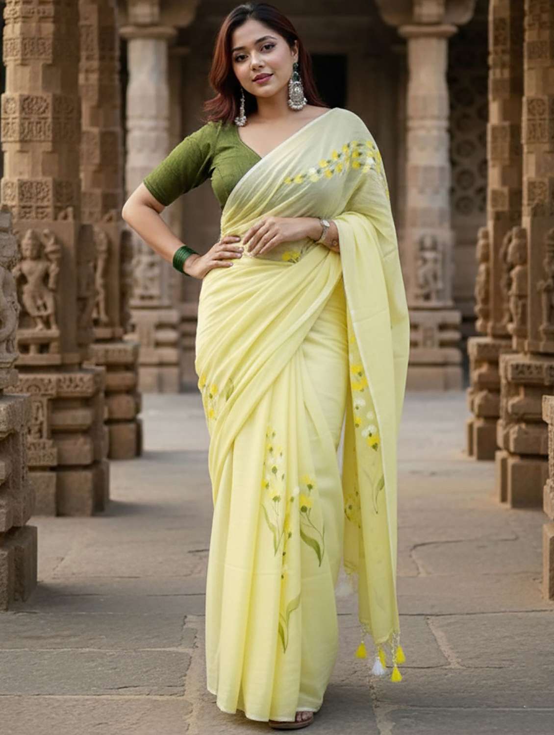 women printed casual wear saree with blouse