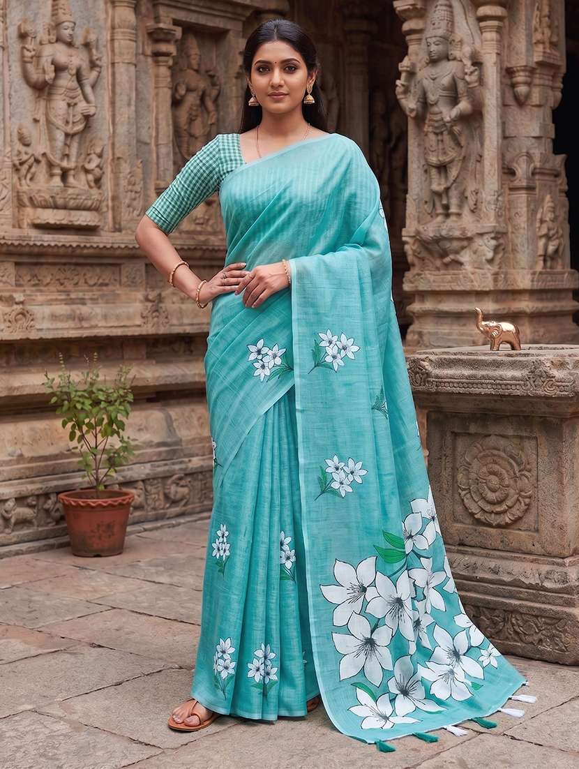 women printed casual wear saree
