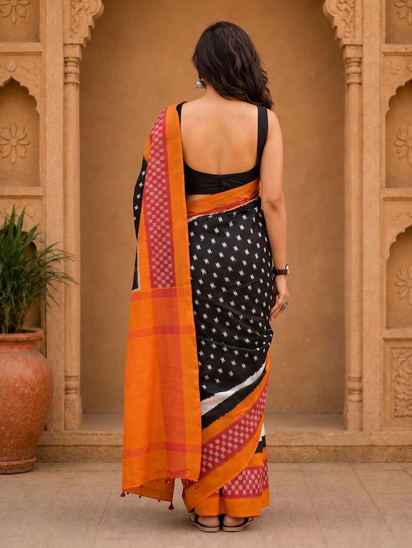 women printed casual wear saree with blouse - 22566395 -  Standard Image - 3