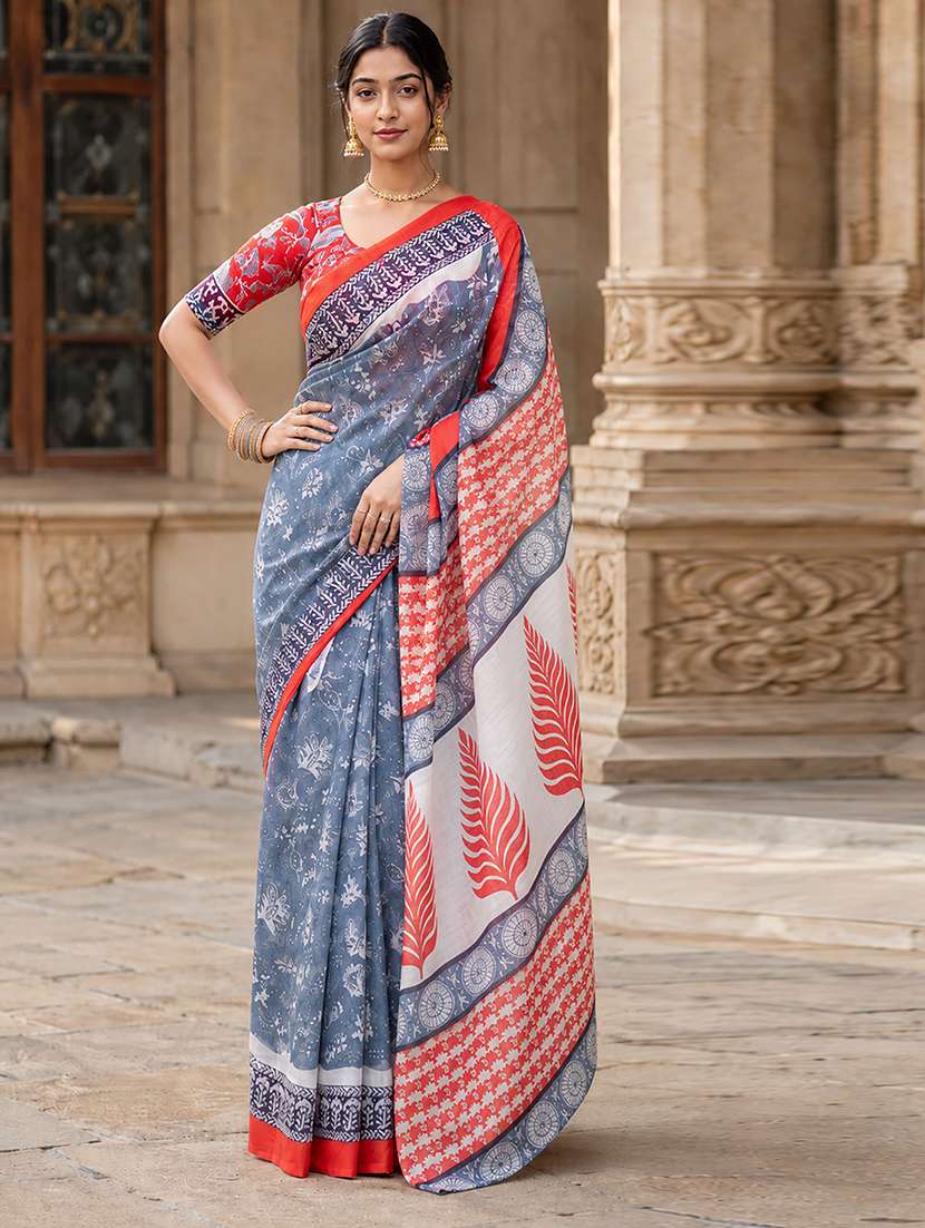 women printed casual wear saree