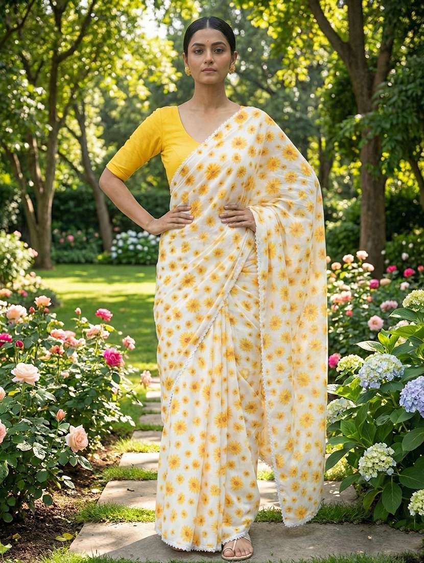 women printed casual wear saree
