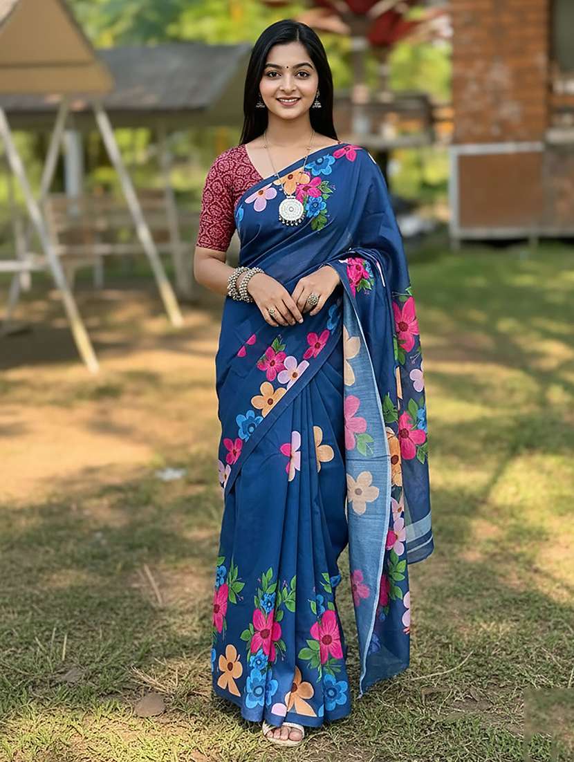 women printed casual wear saree