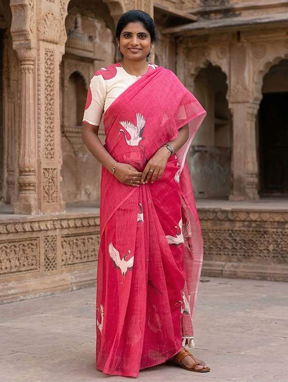 women printed casual wear saree