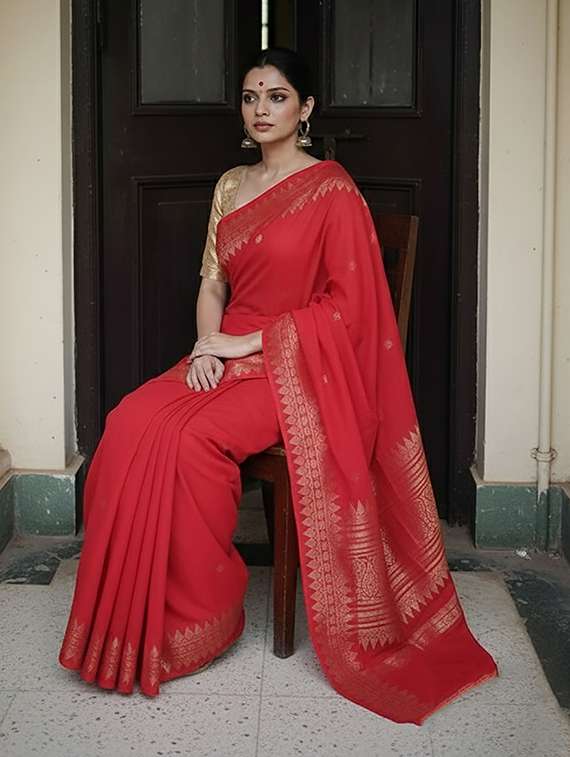 women self design bordered saree with blouse - 22566964 -  Standard Image - 3