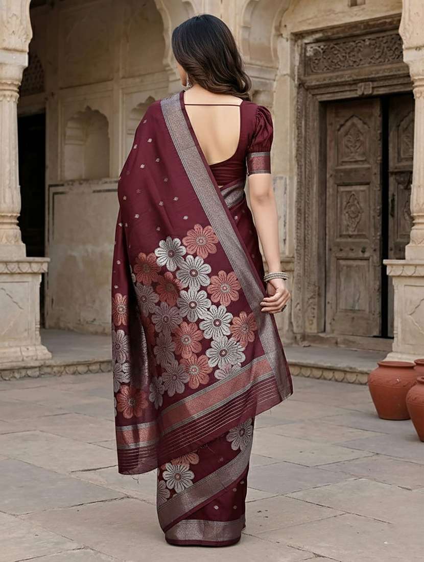 Women Self Design Banarasi Saree With Blouse - 22567113 -  Standard Image - 3