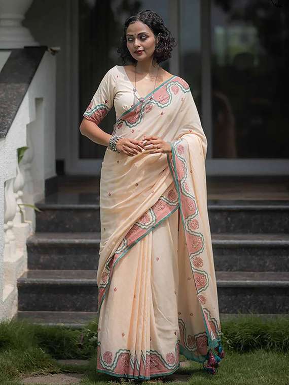 women printed casual wear saree