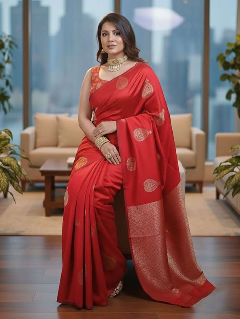 women self design banarasi saree with blouse - 22567217 -  Standard Image - 3