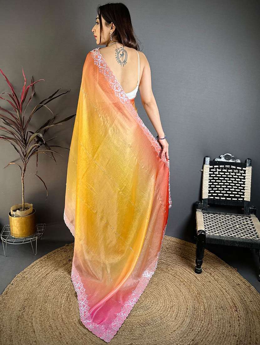 women ombre embellished saree with blouse - 22567230 -  Standard Image - 3