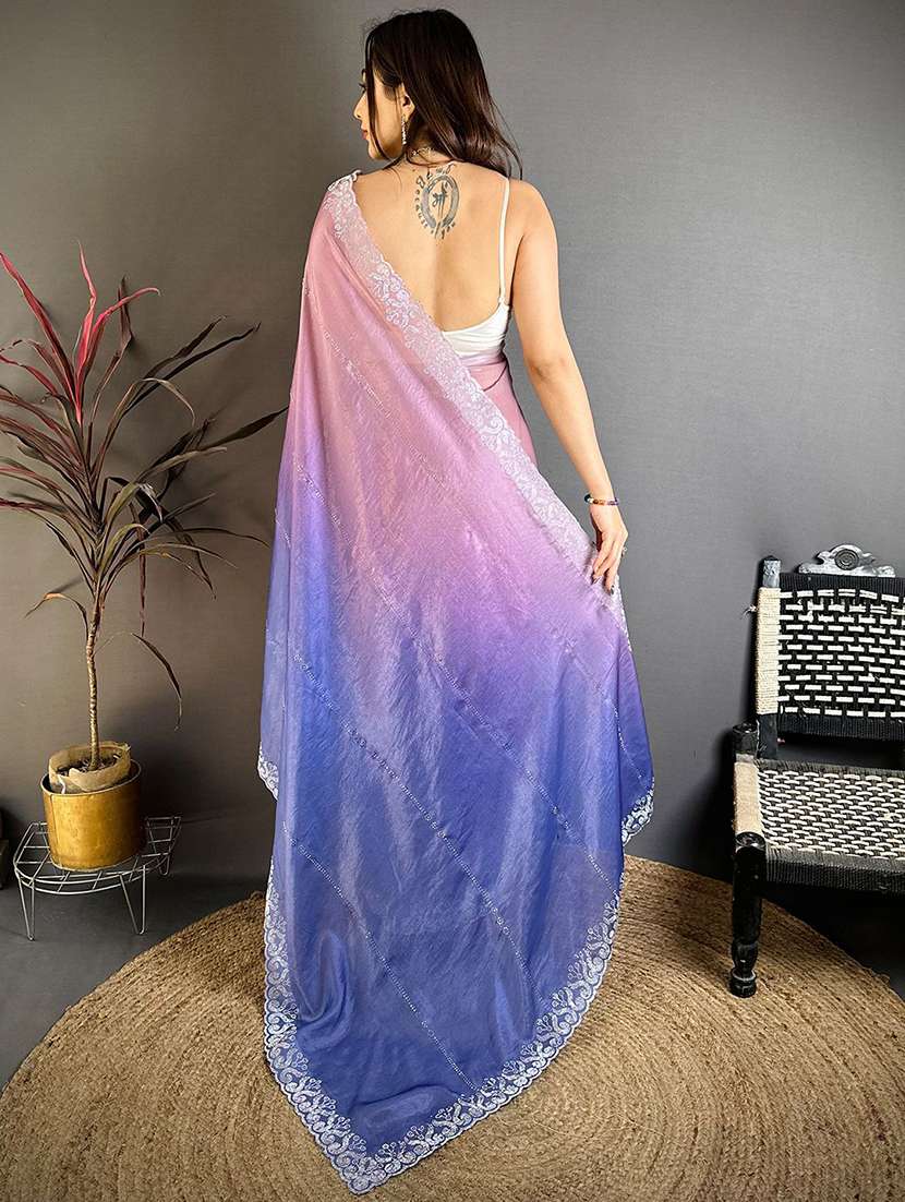 Women Ombre Embellished Saree With Blouse - 22567231 -  Standard Image - 3