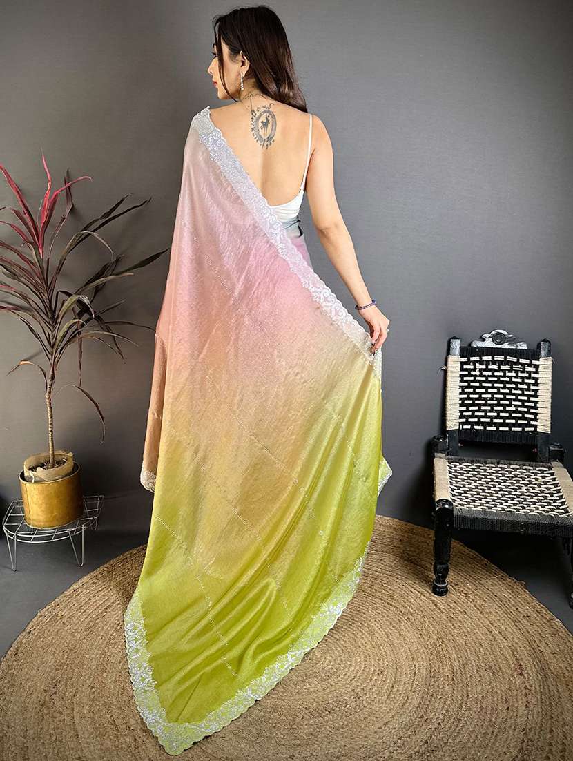 women ombre embellished saree with blouse - 22567232 -  Standard Image - 3