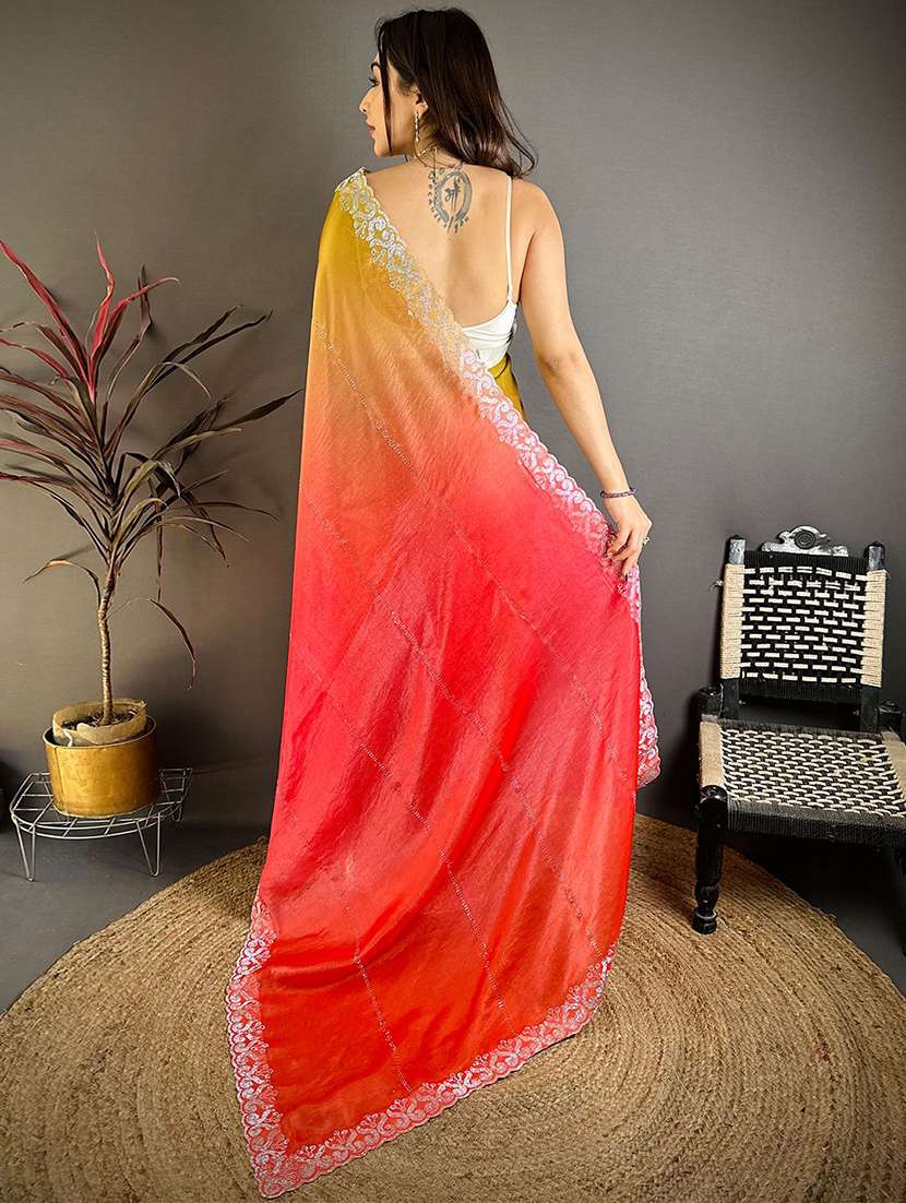 women ombre embellished saree with blouse - 22567233 -  Standard Image - 3