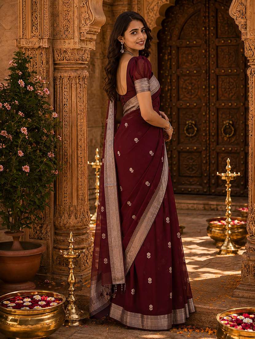 women self design bordered saree with blouse - 22567237 -  Standard Image - 3