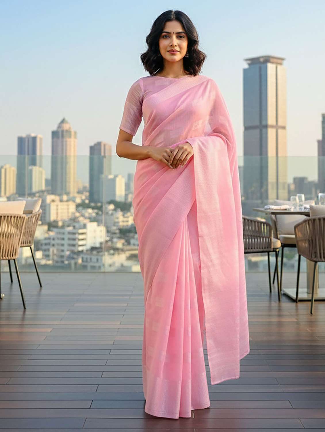 women solid handloom saree with blouse