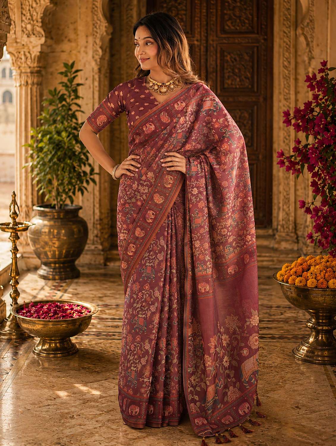 women printed casual wear saree
