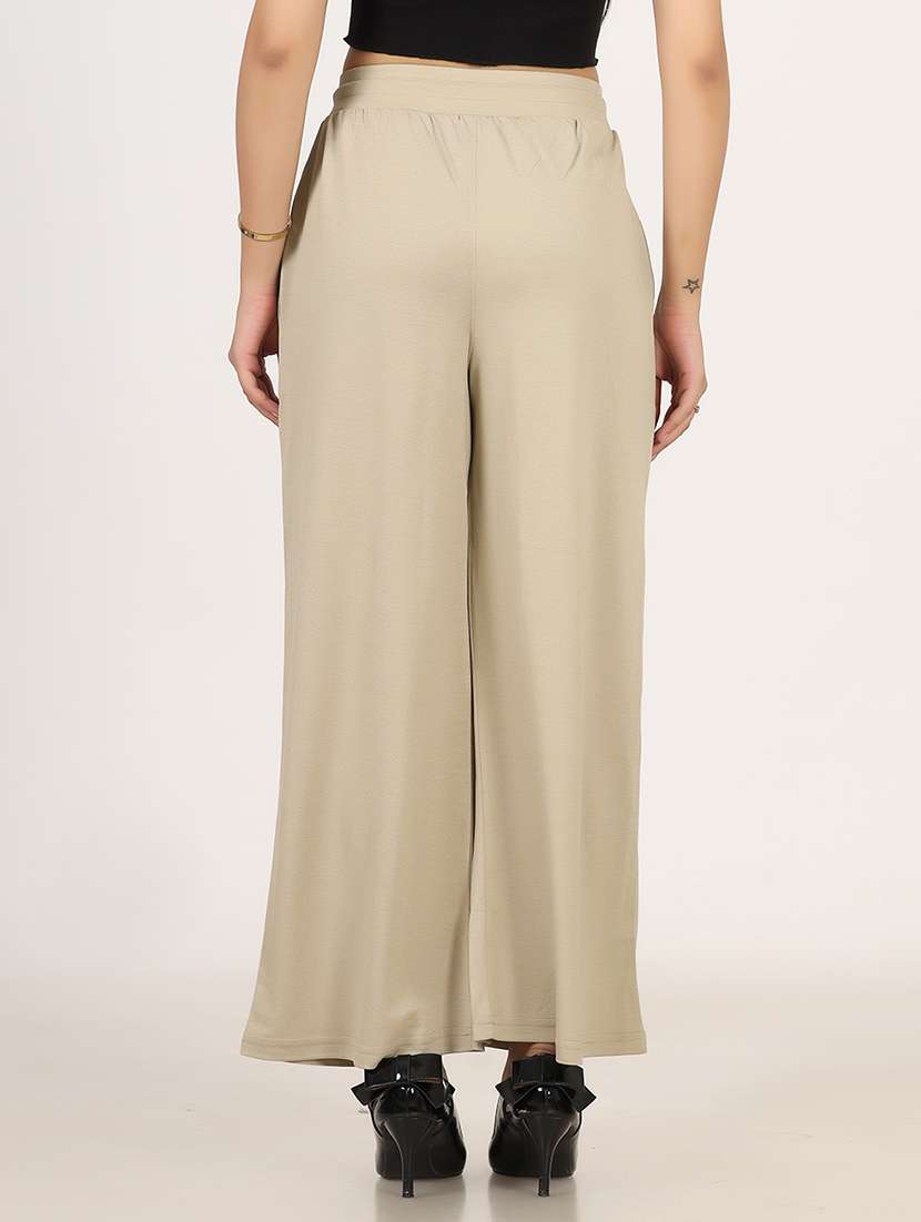 women solid mid rise flared palazzo - 22567271 -  Standard Image - 3