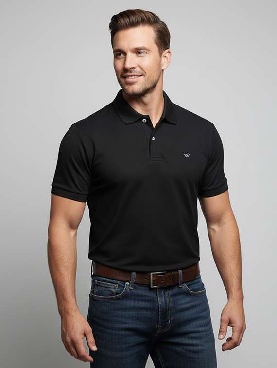 men solid short sleeves polo t-shirt