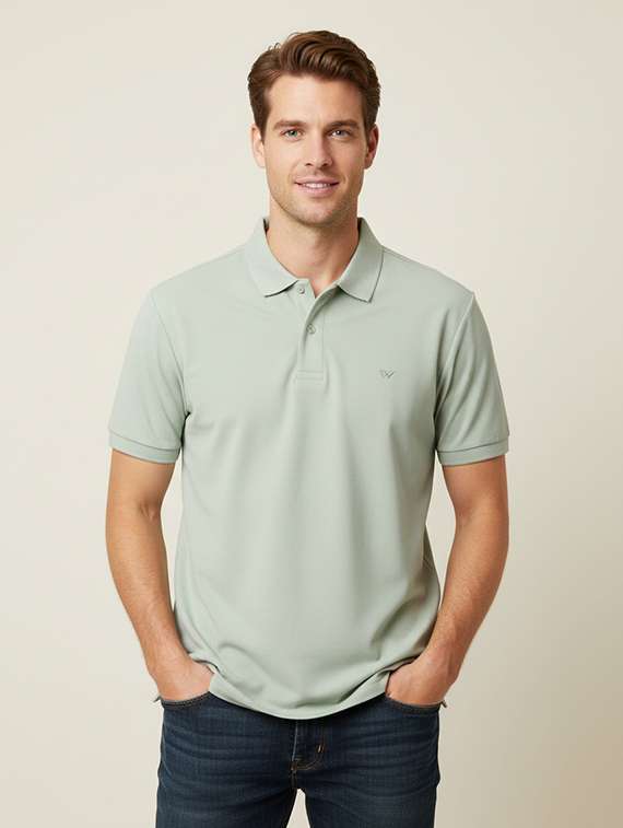 men solid short sleeves polo t-shirt