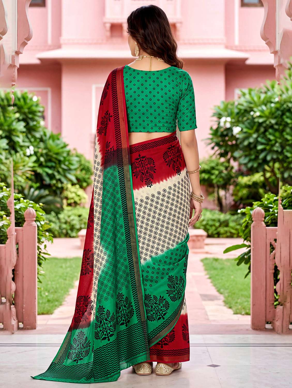 women printed casual wear saree with blouse - 22567334 -  Standard Image - 3