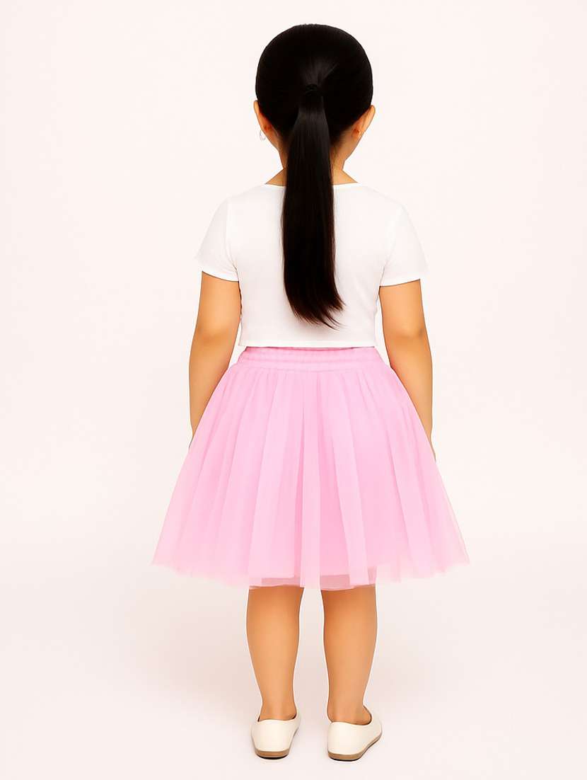 Girls Solid Mid Rise Flared Skirt - 22567401 -  Standard Image - 3