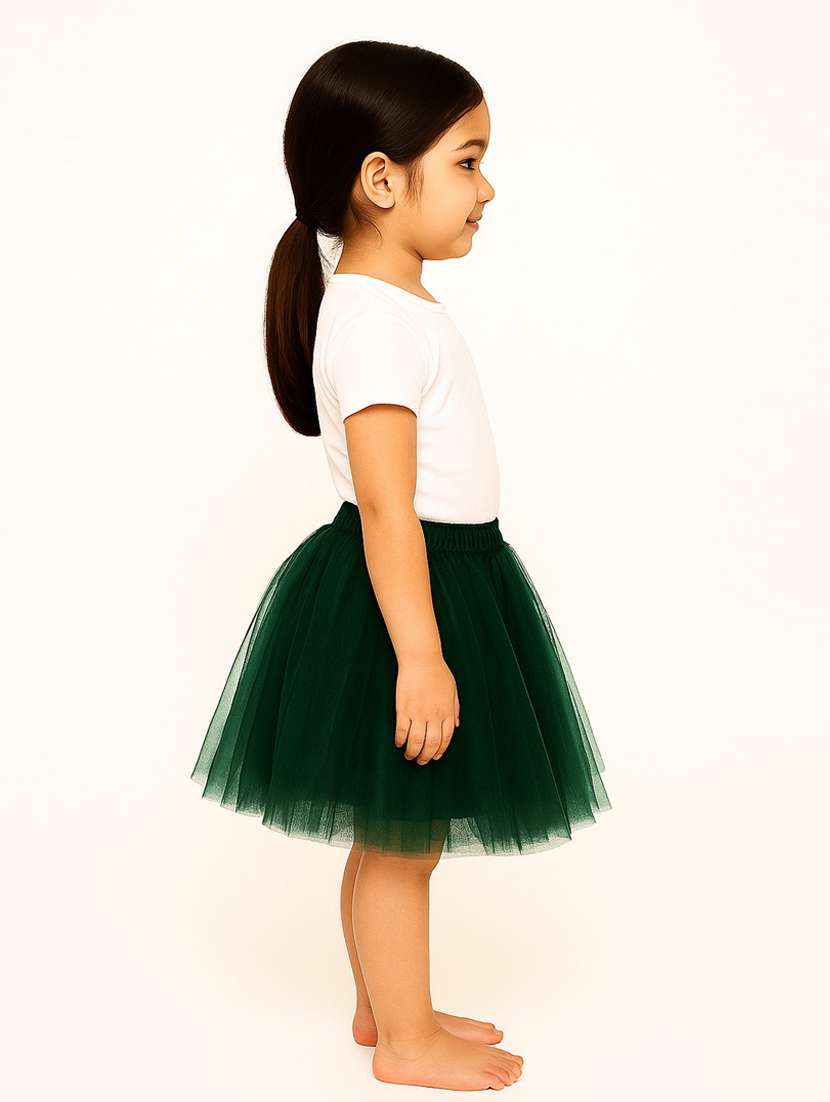 girls solid mid rise flared skirt