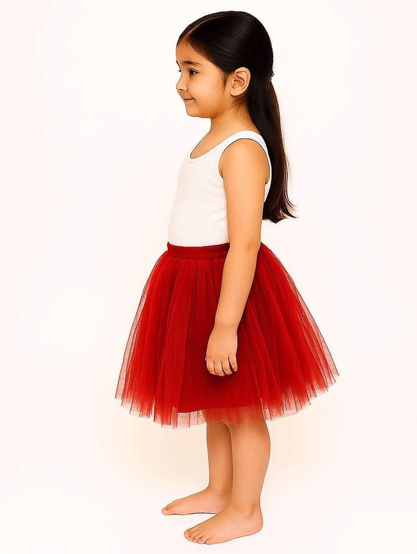 girls solid mid rise flared skirt - 22567406 -  Standard Image - 3