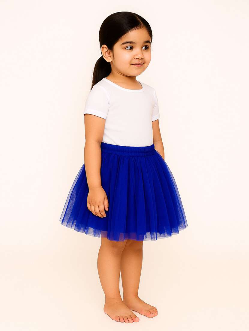 girls solid mid rise flared skirt