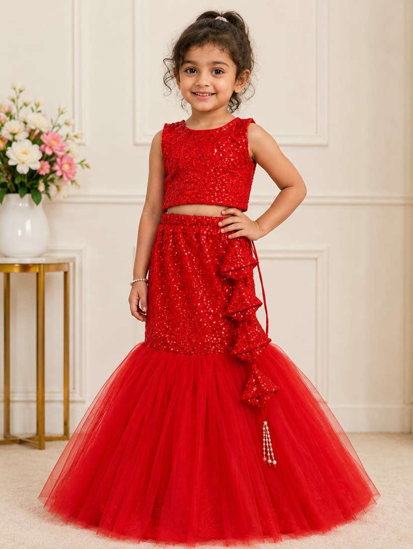 girls sequined lehenga choli set