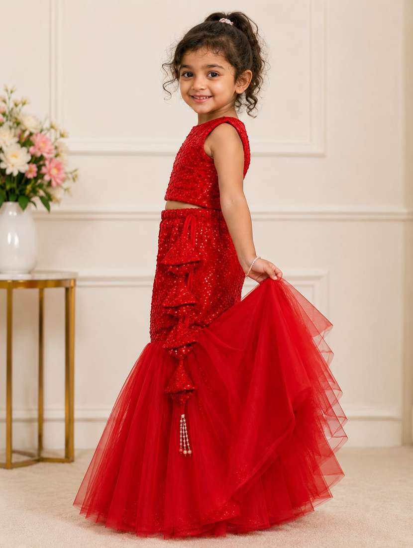 Girls Sequined Lehenga Choli Set - 22567430 -  Standard Image - 3