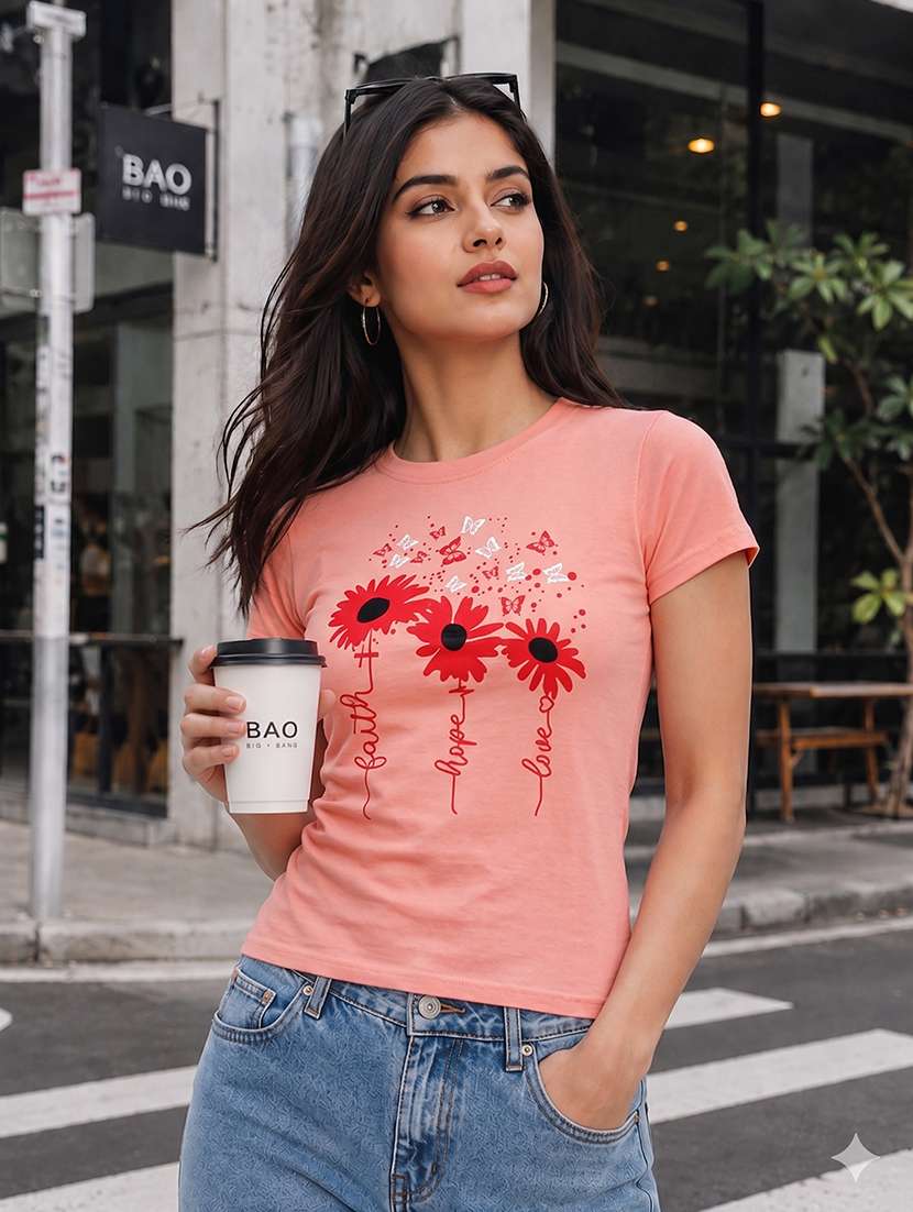 women printed short sleeves regular fit t-shirt - 22567485 -  Standard Image - 3