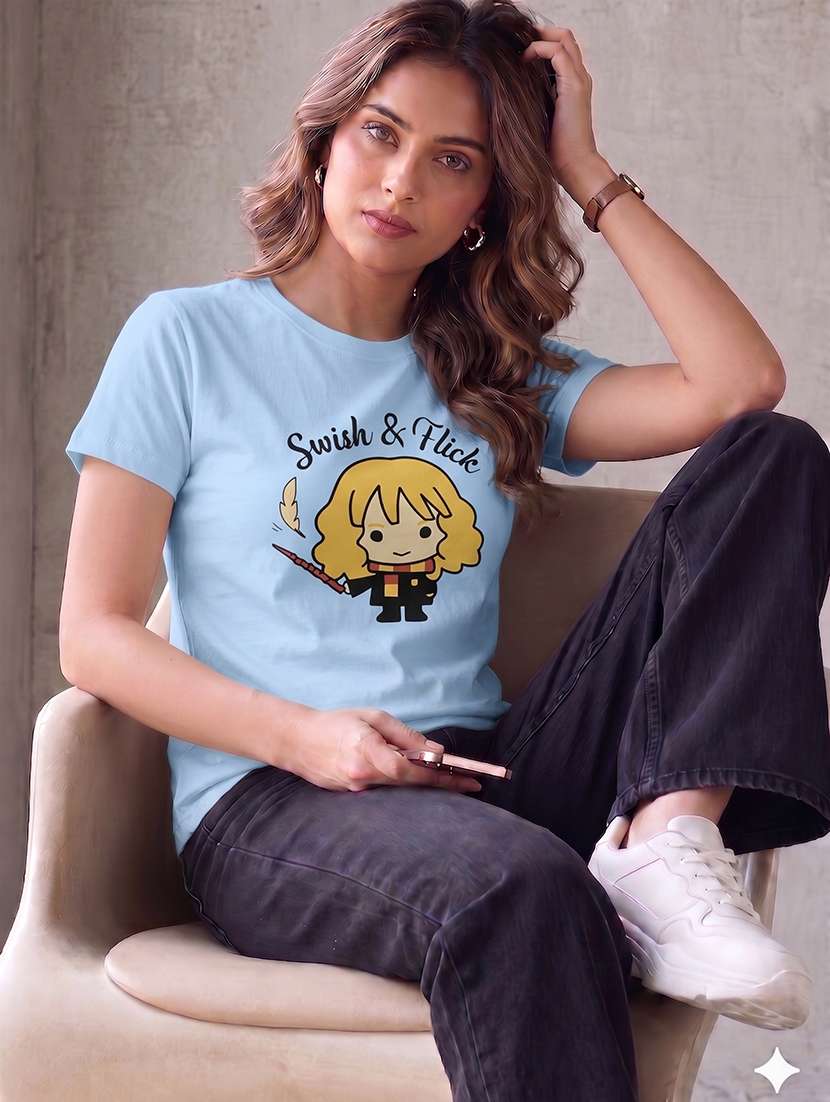 women printed short sleeves regular fit t-shirt