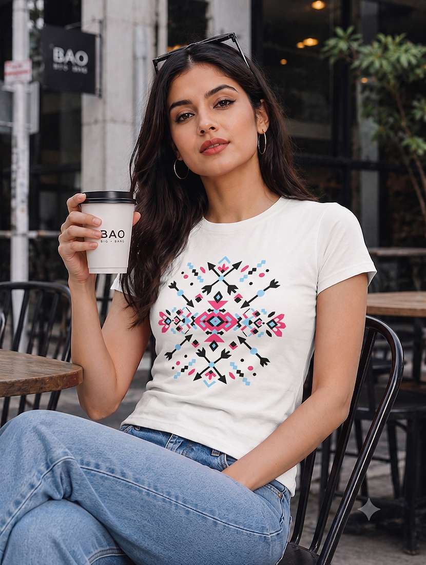 women printed short sleeves regular fit t-shirt