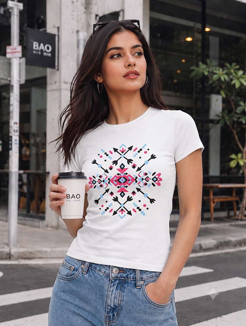 women printed short sleeves regular fit t-shirt - 22567505 -  Standard Image - 3