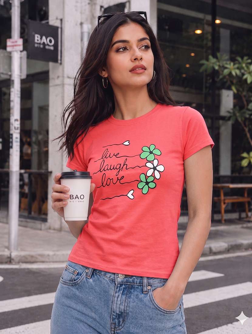 women printed short sleeves regular fit t-shirt - 22567513 -  Standard Image - 3