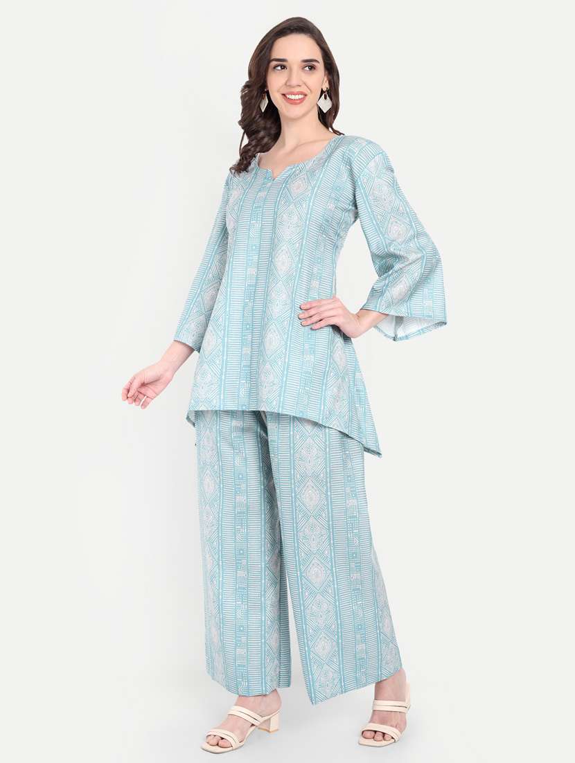 Women Printed Three Quarter Sleeves Ethnic Co-ord Set - 22567535 -  Standard Image - 3