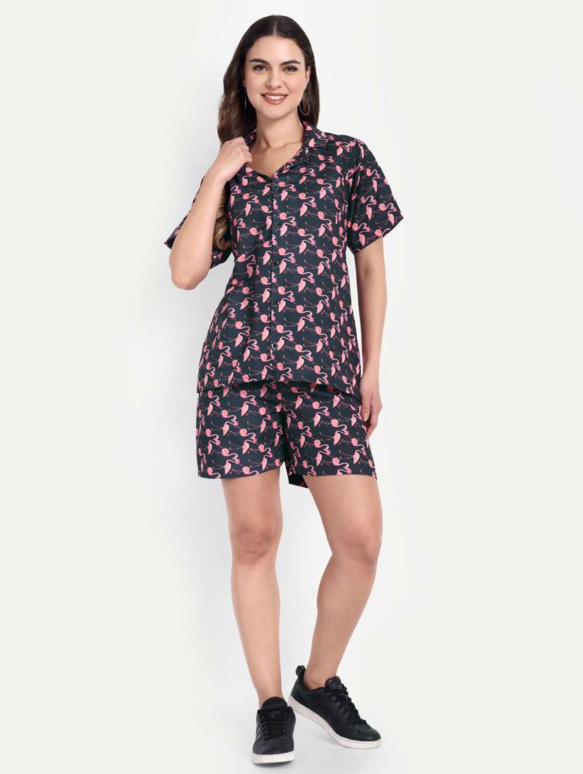 women printed short sleeves shirt and shorts set - 22567565 -  Standard Image - 5