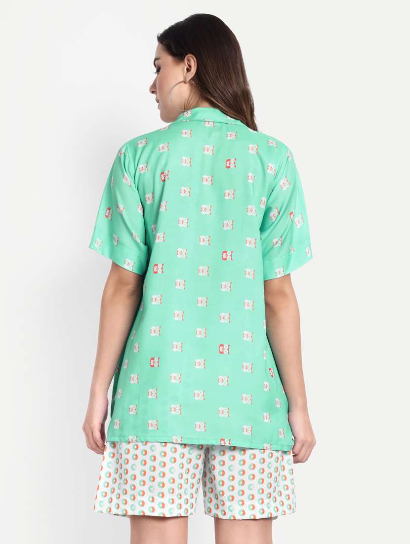 women printed short sleeves shirt and shorts set - 22567571 -  Standard Image - 3
