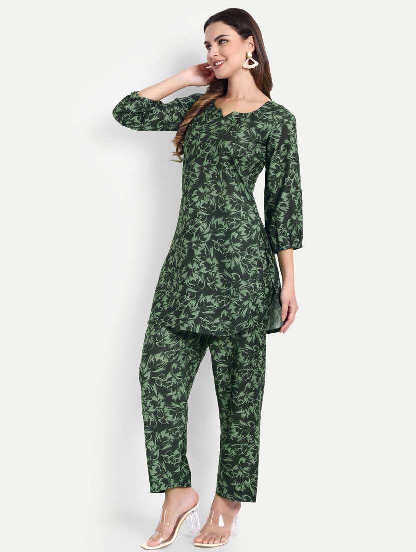 women printed three quarter sleeves ethnic co-ord set - 22567577 -  Standard Image - 3