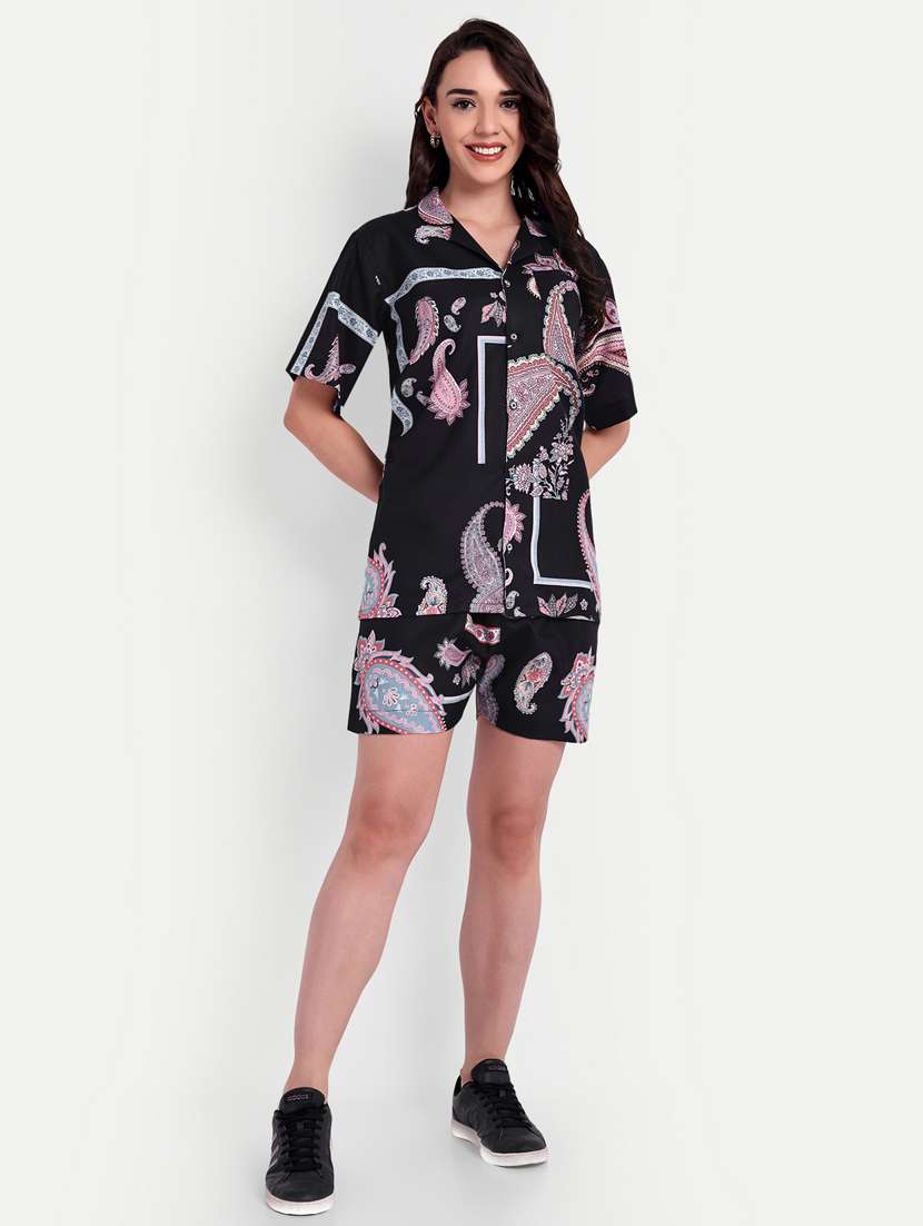women printed short sleeves shirt and shorts set - 22567590 -  Standard Image - 5