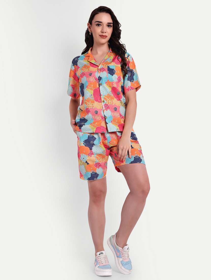 women printed short sleeves shirt and shorts set - 22567592 -  Standard Image - 5