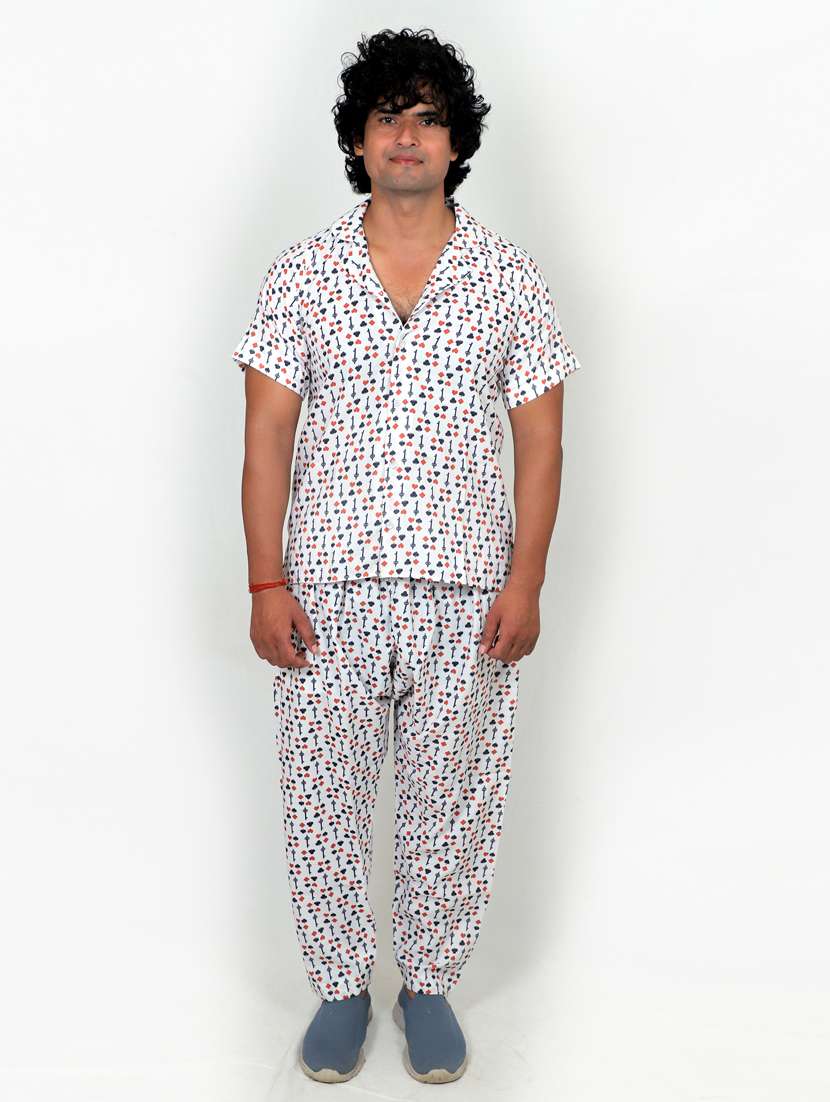men printed short sleeves shirt and shorts co-ord set